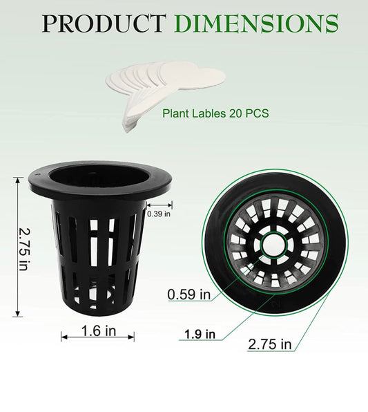 10 Pack Wide Lip 2” Net Cup for Hydroponics - 3D Root Labs